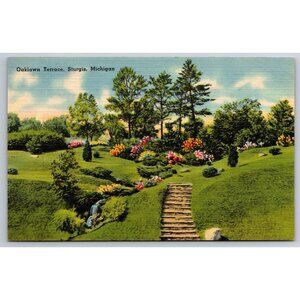 Oaklawn Terrace Sturgis Michigan vintage linen postcard #887
